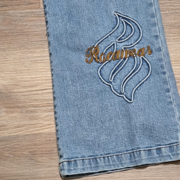 Rocawear Vintage Y2K Low Rise Embroidered Fit and Flare Jeans Size 5 - Picture 4 of 13